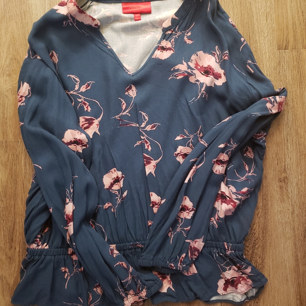 Jennifer Lopez Blue Floral Blouse